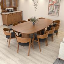 Conjunto Mesa Organik Tampo 250x127,5cm + 10 Cadeiras Miami Assento Estofado Corano Preto
