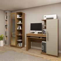 Conjunto Mesa para Computador Escrivaninha e Armário Multiuso 1 Porta com Espelho João Pessoa