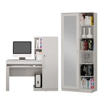 Conjunto Mesa para Computador Escrivaninha e Armário Multiuso 1 Porta com Espelho João Pessoa