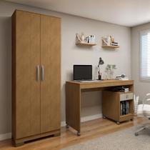 Conjunto Mesa para Computador Giga e Armário Multiuso 2 Portas Natal Cinamomo Off White