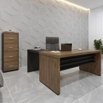 Conjunto Mesa Para Escritório Tamburato 1600 e Mesa De Apoio 890 e Arquivo com 4 Gavetas Tamburato Charuto com Preto Conjunto Mesa Para Escritório Tamburato 1600 e Mesa De Apoio 890 e Arquivo com 4 Gavetas Tamburato Charuto com Preto