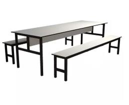 Conjunto Mesa para Refeitório 10 Lugares com Bancos Separado Conjunto Mesa para Refeitório 10 Lugares com Bancos Separado