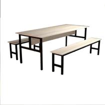 Conjunto Mesa para Refeitório 6 Lugares com Bancos Separados