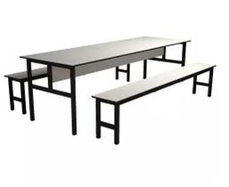Conjunto Mesa para Refeitório 8 Lugares com Bancos Separado Conjunto Mesa para Refeitório 8 Lugares com Bancos Separado