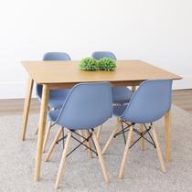 Conjunto Mesa Pés Madeira Maciça Tampo MDF Laminado com 4 Cadeiras Finlândia 120x75cm Azul/Bali/Marrom Conjunto Mesa Pés Madeira Maciça Tampo MDF Laminado com 4 Cadeiras Finlândia 120x75cm Azul/Bali/Marrom