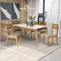 Conjunto Mesa Petra com 6 Cadeiras Madeira Maciça