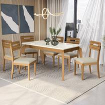 Conjunto Mesa Petra com 6 Cadeiras Madeira Maciça