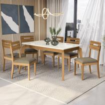 Conjunto Mesa Petra com 6 Cadeiras Madeira Maciça