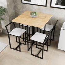 Conjunto Mesa Pinus 4 Cadeiras Estofado Industrial Black Conjunto Mesa Pinus 4 Cadeiras Estofado Industrial Black