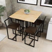 Conjunto Mesa Pinus 4 Cadeiras Estofado Industrial Black Conjunto Mesa Pinus 4 Cadeiras Estofado Industrial Black