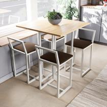 Conjunto Mesa Pinus 4 Cadeiras Estofado Industrial White Conjunto Mesa Pinus 4 Cadeiras Estofado Industrial White