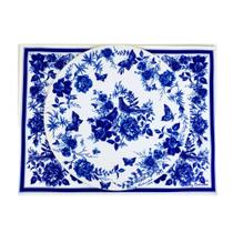 Conjunto mesa posta americano e sousplat floral pavão azul