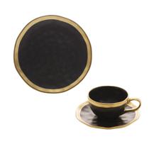 Conjunto Mesa Posta Em Porcelana Prato 22cm Xícara Chá 200ml Conjunto Mesa Posta Em Porcelana Prato 22cm Xícara Chá 200ml