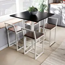 Conjunto Mesa Preta 4 Cadeiras Pequena Imbuia Industrial White
