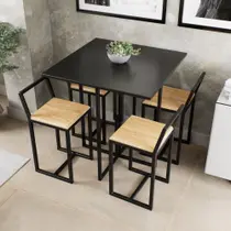 Conjunto Mesa Preta 4 Cadeiras Pequena Pinus Industrial Black Conjunto Mesa Preta 4 Cadeiras Pequena Pinus Industrial Black