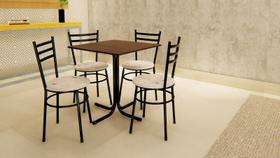 Conjunto Mesa Preta Tampo Imbuia 70x70 Laumar com 4 Cadeiras Epoxi