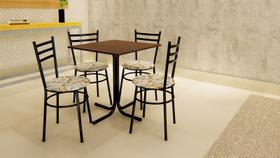 Conjunto Mesa Preta Tampo Imbuia 70x70 Laumar com 4 Cadeiras Epoxi