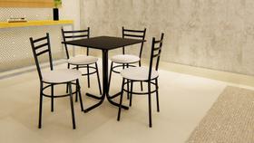 Conjunto Mesa Preta Tampo Preto 70x70 Laumar com 4 Cadeiras Epoxi