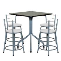 Conjunto Mesa Quadrada 70cm Cinza Com 4 Banquetas Epoxi Conjunto Mesa Quadrada 70cm Cinza Com 4 Banquetas Epoxi