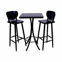 Conjunto Mesa Quadrada Bistrô Madeira 2 banqueta - Preto