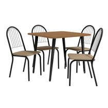 Conjunto Mesa Quadrada com 4 Cadeiras Noruega Compacta Assento Estofado Sala de Jantar Cozinha Kappesberg