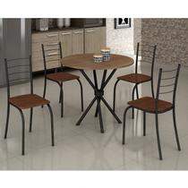Conjunto Mesa Redonda 4 Cadeiras Imbuia Minas