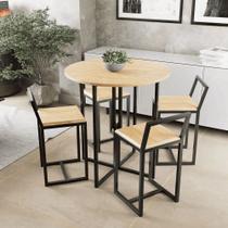 Conjunto Mesa Redonda 4 Cadeiras Pequena Pinus Industrial Black Conjunto Mesa Redonda 4 Cadeiras Pequena Pinus Industrial Black
