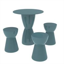 Conjunto Mesa Redonda 60x82cm 3 Banquetas Fit Grifit Azul/Lazuli Conjunto Mesa Redonda 60x82cm 3 Banquetas Fit Grifit Azul/Lazuli