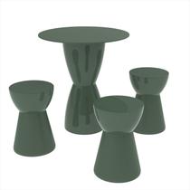 Conjunto Mesa Redonda 60x82cm 3 Banquetas Fit Grifit Verde/Alecrim Conjunto Mesa Redonda 60x82cm 3 Banquetas Fit Grifit Verde/Alecrim