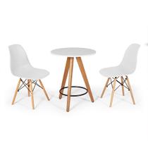 Conjunto Mesa Redonda Aline 70cm Branca com 2 Cadeiras Eames Eiffel - Branco