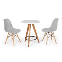 Conjunto Mesa Redonda Aline 70cm Branca com 2 Cadeiras Eames Eiffel - Cinza