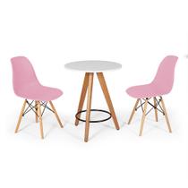 Conjunto Mesa Redonda Aline 70cm Branca com 2 Cadeiras Eames Eiffel - Rosa