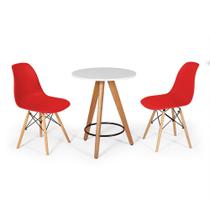 Conjunto Mesa Redonda Aline 70cm Branca com 2 Cadeiras Eames Eiffel - Vermelho
