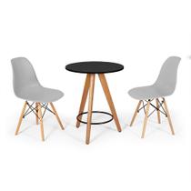 Conjunto Mesa Redonda Aline 70cm Preta com 2 Cadeiras Eames Eiffel - Cinza