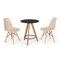 Conjunto Mesa Redonda Aline 70cm Preta com 2 Cadeiras Eames Eiffel - Nude