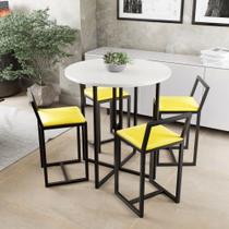 Conjunto Mesa Redonda Branca 4 Cadeiras Pequena Estofado Industrial Black Conjunto Mesa Redonda Branca 4 Cadeiras Pequena Estofado Industrial Black