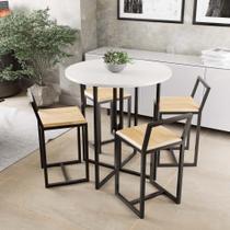 Conjunto Mesa Redonda Branca 4 Cadeiras Pequena Pinus Industrial Black Conjunto Mesa Redonda Branca 4 Cadeiras Pequena Pinus Industrial Black