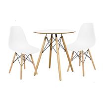 Conjunto Mesa Redonda Chanfrada Branca Eames 70cm com 2 Cadeiras Branca Eames DSW - La Mobilia Conjunto Mesa Redonda Chanfrada Branca Eames 70cm com 2 Cadeiras Branca Eames DSW - La Mobilia
