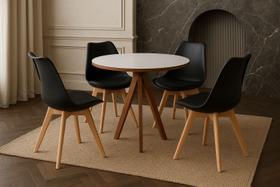 Conjunto Mesa Redonda com 4 Cadeiras Pretas Modernas Sofisticação e Design Exclusivo Conjunto Mesa Redonda com 4 Cadeiras Pretas Modernas Sofisticação e Design Exclusivo