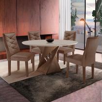 Conjunto Mesa Redonda com 4 Cadeiras Tampo MDF Barcelona Yescasa
