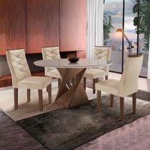 Conjunto Mesa Redonda com Vidro e 4 Cadeiras Tampo Barcelona Yescasa Conjunto Mesa Redonda com Vidro e 4 Cadeiras Tampo Barcelona Yescasa