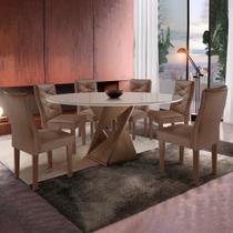 Conjunto Mesa Redonda com Vidro e 6 Cadeiras Tampo 120cmx120cm Barcelona Yescasa Conjunto Mesa Redonda com Vidro e 6 Cadeiras Tampo 120cmx120cm Barcelona Yescasa