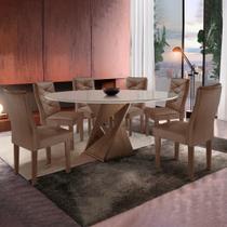 Conjunto Mesa Redonda com Vidro e 6 Cadeiras Tampo 120cmx120cm Barcelona Yescasa Conjunto Mesa Redonda com Vidro e 6 Cadeiras Tampo 120cmx120cm Barcelona Yescasa