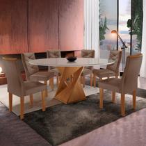 Conjunto Mesa Redonda com Vidro e 6 Cadeiras Tampo 120cmx120cm Barcelona Yescasa Conjunto Mesa Redonda com Vidro e 6 Cadeiras Tampo 120cmx120cm Barcelona Yescasa