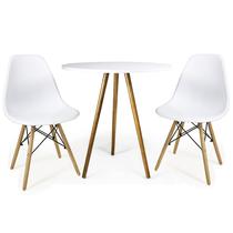 Conjunto Mesa Redonda Cozinha 70cm 2 Cadeiras Pés De Madeira