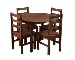 Conjunto Mesa redonda dobrável com 4 cadeiras Cancun Cera Castanho