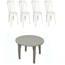 Conjunto Mesa Redonda E 4 Cadeiras Bistro Branco Kit 10Cj