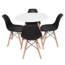 Conjunto Mesa Redonda Eiffel 70cm Branca com 4 Cadeiras Eifffel Preta