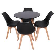 Conjunto Mesa Redonda Eiffel 70cm Preta com 4 Cadeiras Saarinen Preta Conjunto Mesa Redonda Eiffel 70cm Preta com 4 Cadeiras Saarinen Preta
