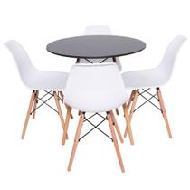 Conjunto Mesa Redonda Eiffel Preta 70cm com 4 Cadeiras Eiffel Branca